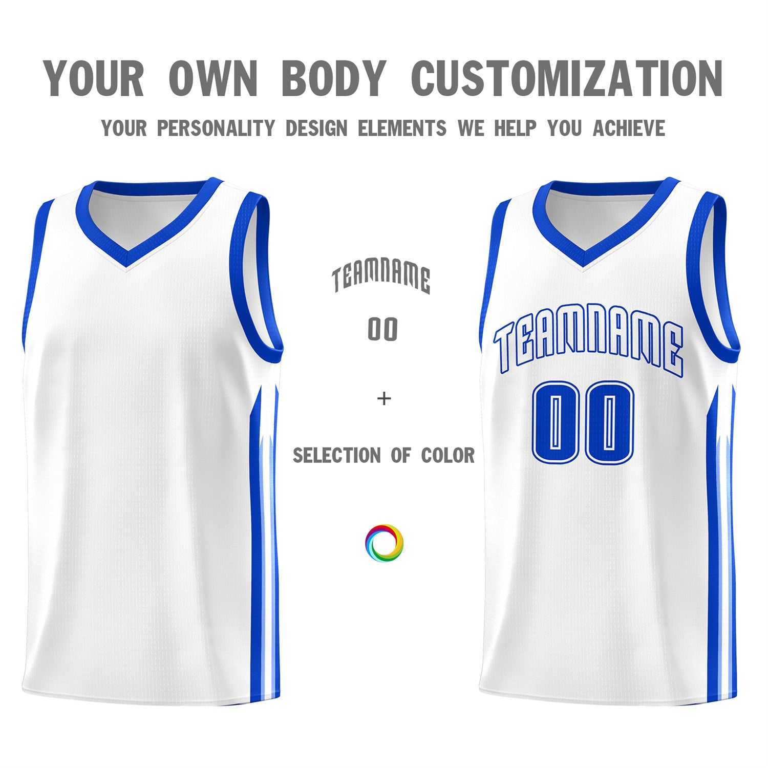 Custom White Royal Classic Tops Athletic Casual Basketball Jersey