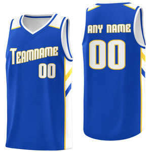 Custom Royal White-Yellow Classic Tops Men/Boy Athletic Basketball Jersey