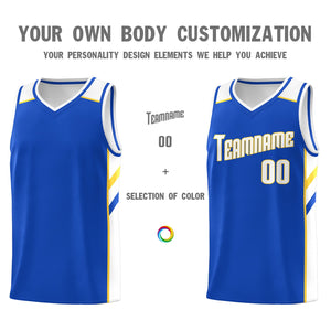 Custom Royal White-Yellow Classic Tops Men/Boy Athletic Basketball Jersey