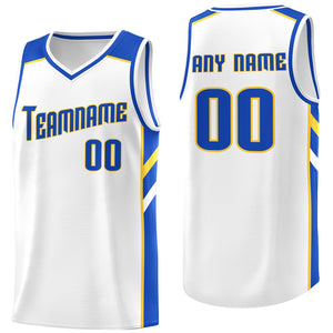 Custom White Yellow-RoyalClassic Tops Breathable Basketball Jersey