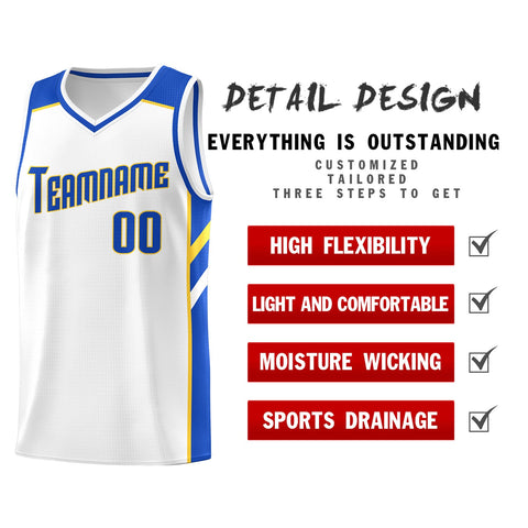 Custom White Yellow-RoyalClassic Tops Breathable Basketball Jersey