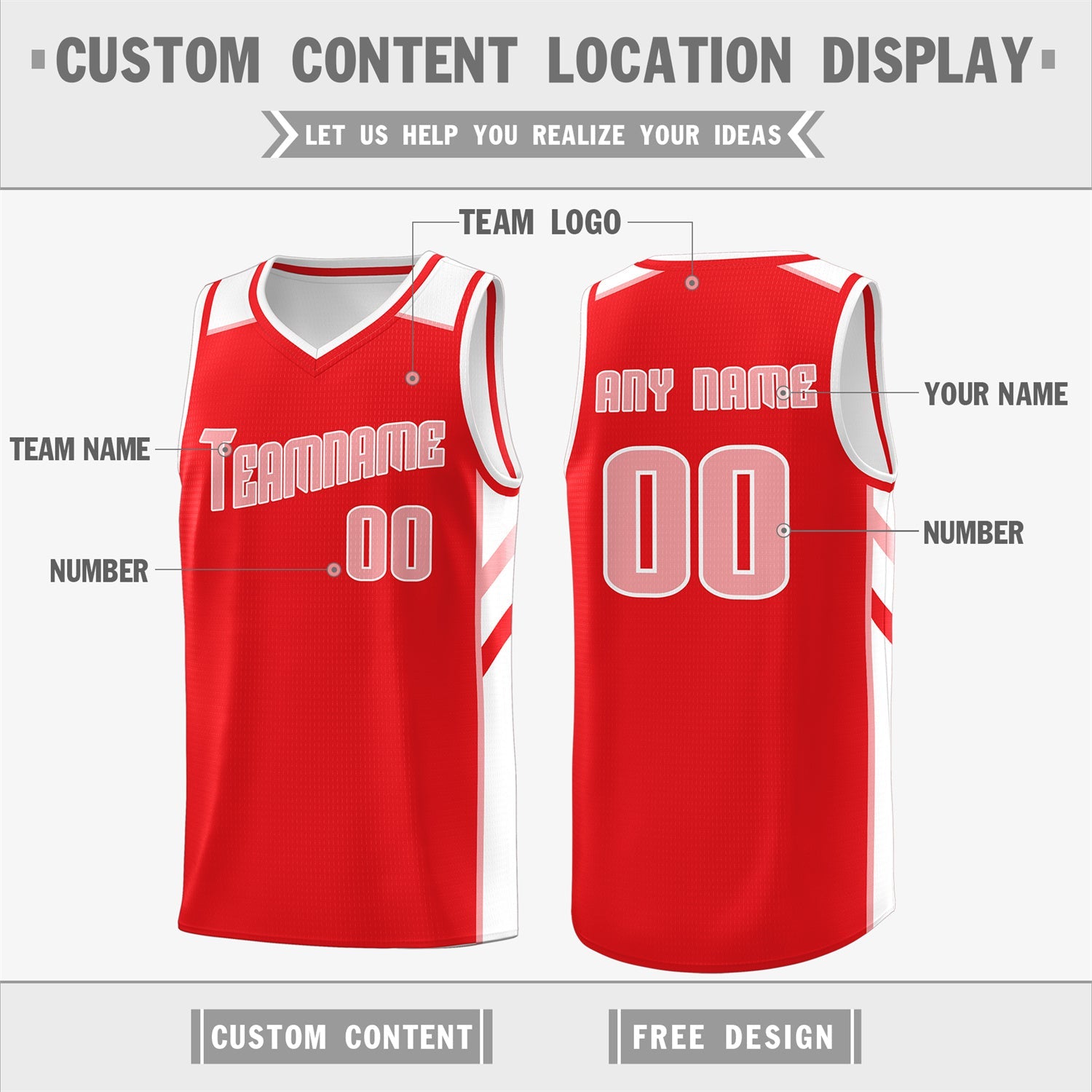 Custom Red White-Pink Classic Tops Sport Game Basketball Jersey