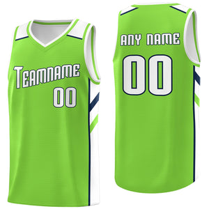 Custom Neon Green White Classic Tops Fashion Sportwear Basketball Jersey