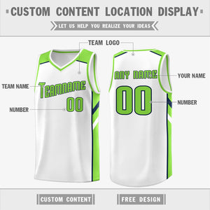 Custom White Green Classic Tops Men/Boy Athletic Basketball Jersey