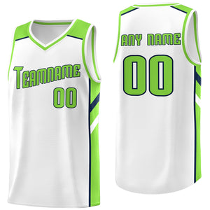 Custom White Green Classic Tops Men/Boy Athletic Basketball Jersey