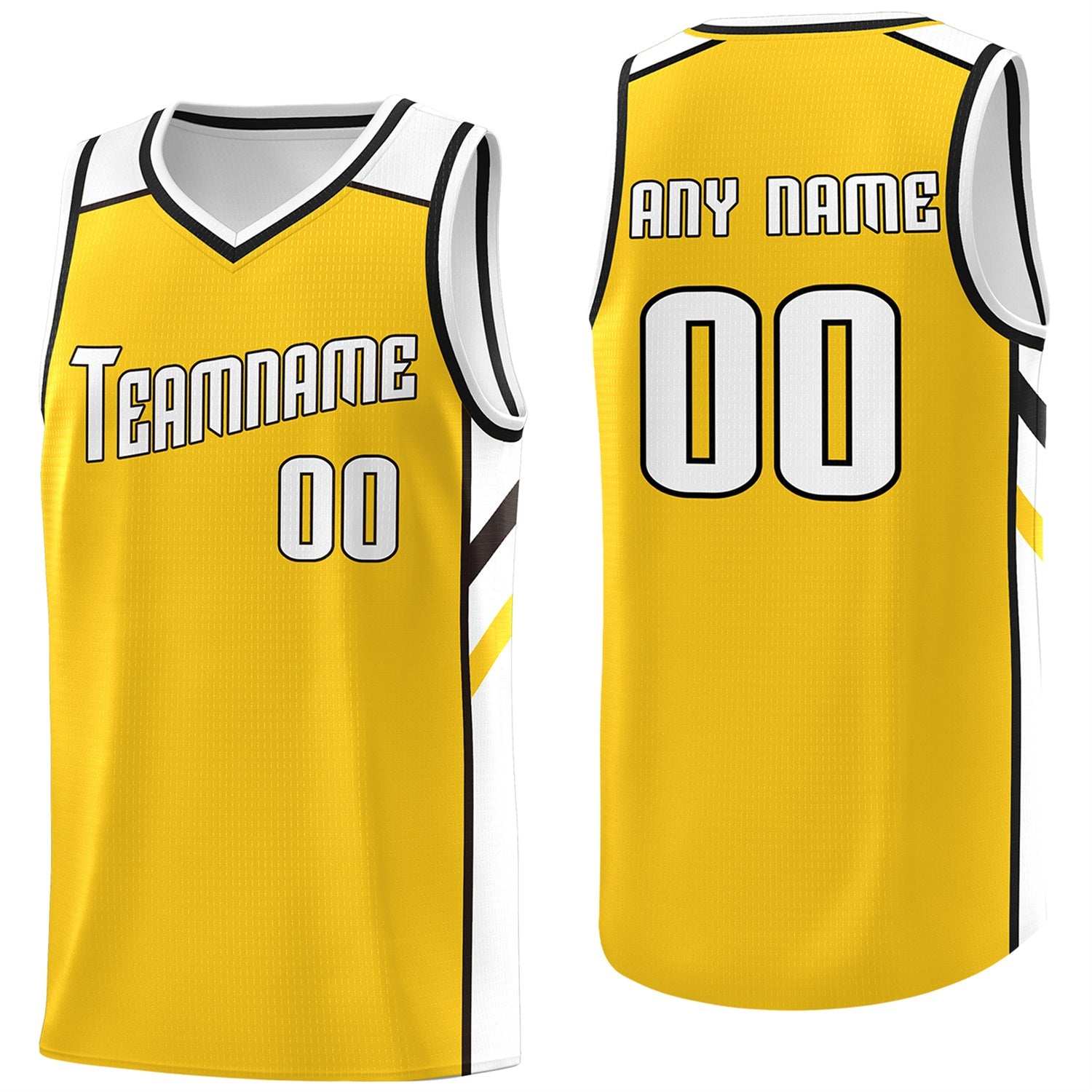 Custom Yellow White Classic Tops Breathable Basketball Jersey