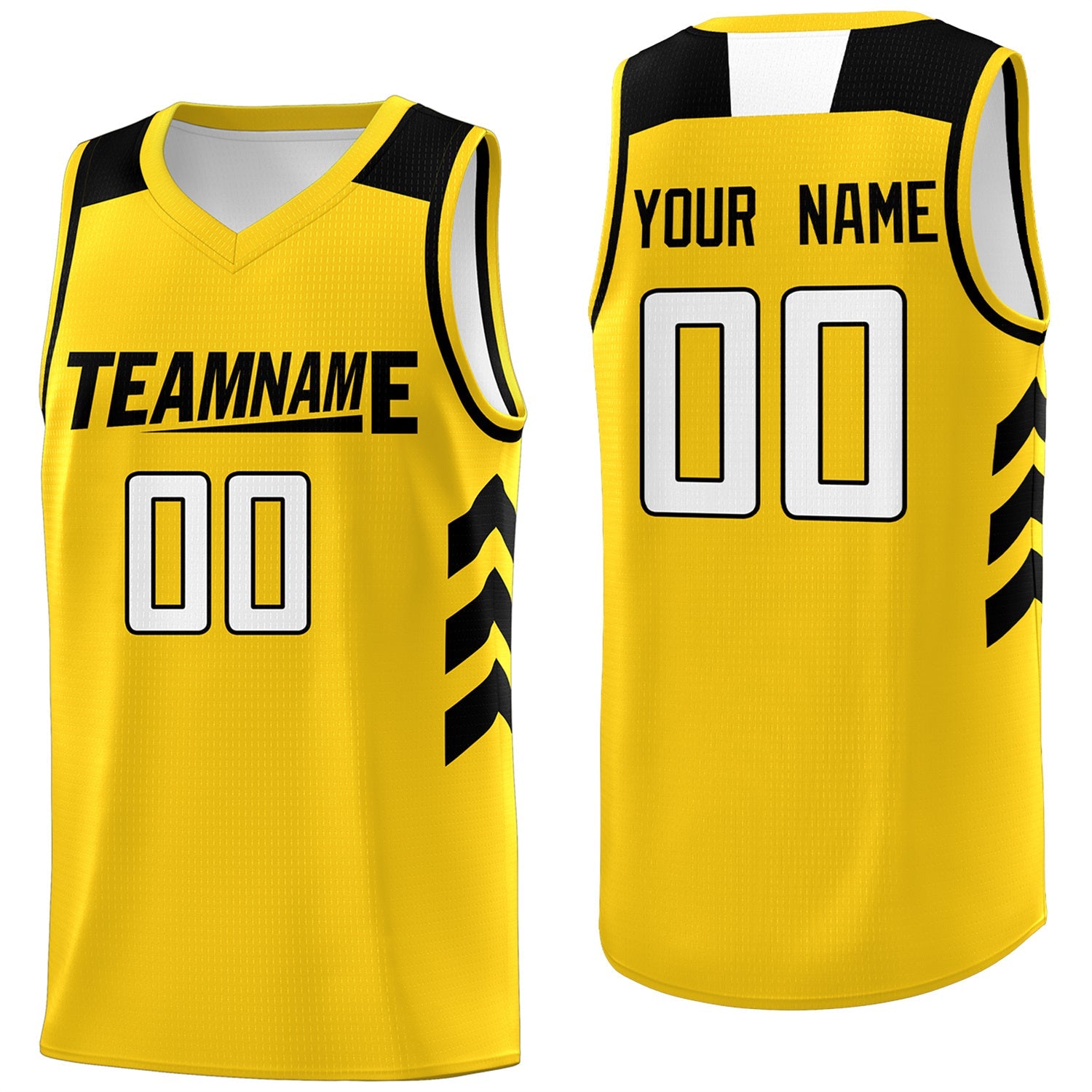 Custom Yellow Black-White Classic Tops Mesh Sport Basketball Jersey