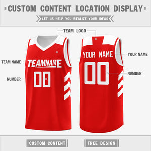 Custom Red White Classic Tops Men Casual Basketball Jersey