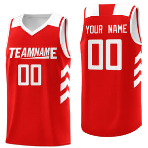 Custom Red White Classic Tops Men Casual Basketball Jersey