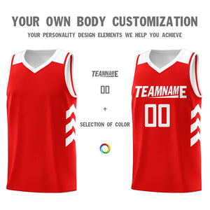 Custom Red White Classic Tops Men Casual Basketball Jersey