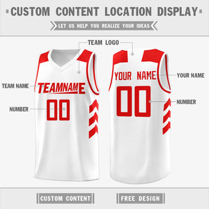 Custom White Red Classic Tops Mesh Sport Basketball Jersey