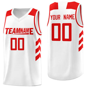 Custom White Red Classic Tops Mesh Sport Basketball Jersey