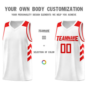 Custom White Red Classic Tops Mesh Sport Basketball Jersey