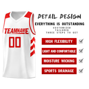 Custom White Red Classic Tops Mesh Sport Basketball Jersey