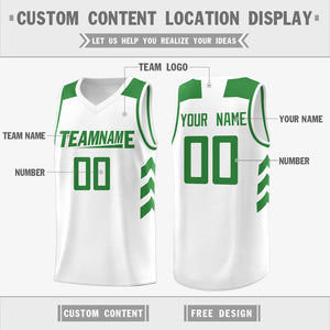 Custom White Green Classic Tops Mesh Sport Basketball Jersey