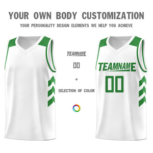 Custom White Green Classic Tops Mesh Sport Basketball Jersey