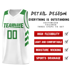 Custom White Green Classic Tops Mesh Sport Basketball Jersey