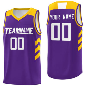 Custom Purple White-Yellow Classic Tops Men Casual Basketball Jersey