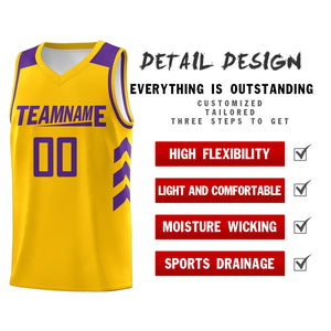 Custom Yellow Purple Classic Tops Mesh Sport Basketball Jersey