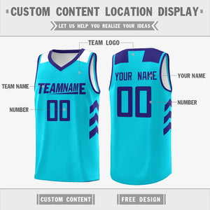 Custom Light Blue Purple Classic Tops Men Casual Basketball Jersey