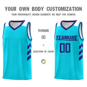 Custom Light Blue Purple Classic Tops Men Casual Basketball Jersey