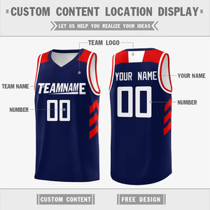 Custom  Navy White-Red Classic Tops Mesh Sport Basketball Jersey