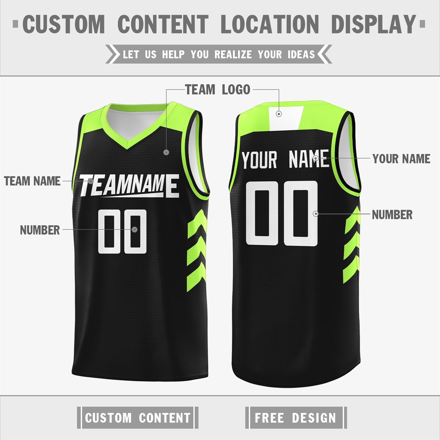 Custom Black White-Green Classic Tops Mesh Basketball Jersey