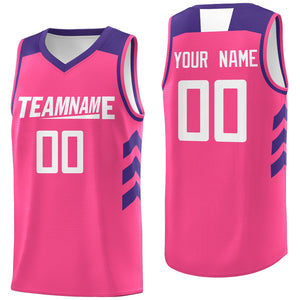 Custom Pink Purple-White Classic Tops Mesh Basketball Jersey