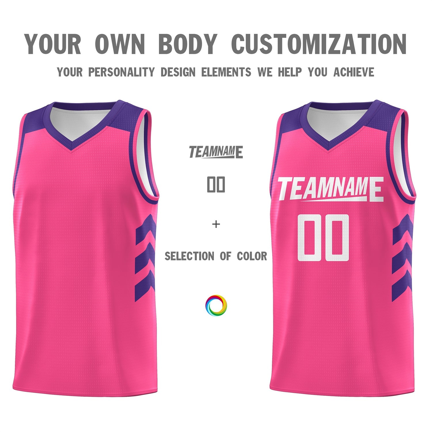 Custom Pink Purple-White Classic Tops Mesh Basketball Jersey