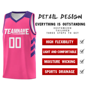 Custom Pink Purple-White Classic Tops Mesh Basketball Jersey