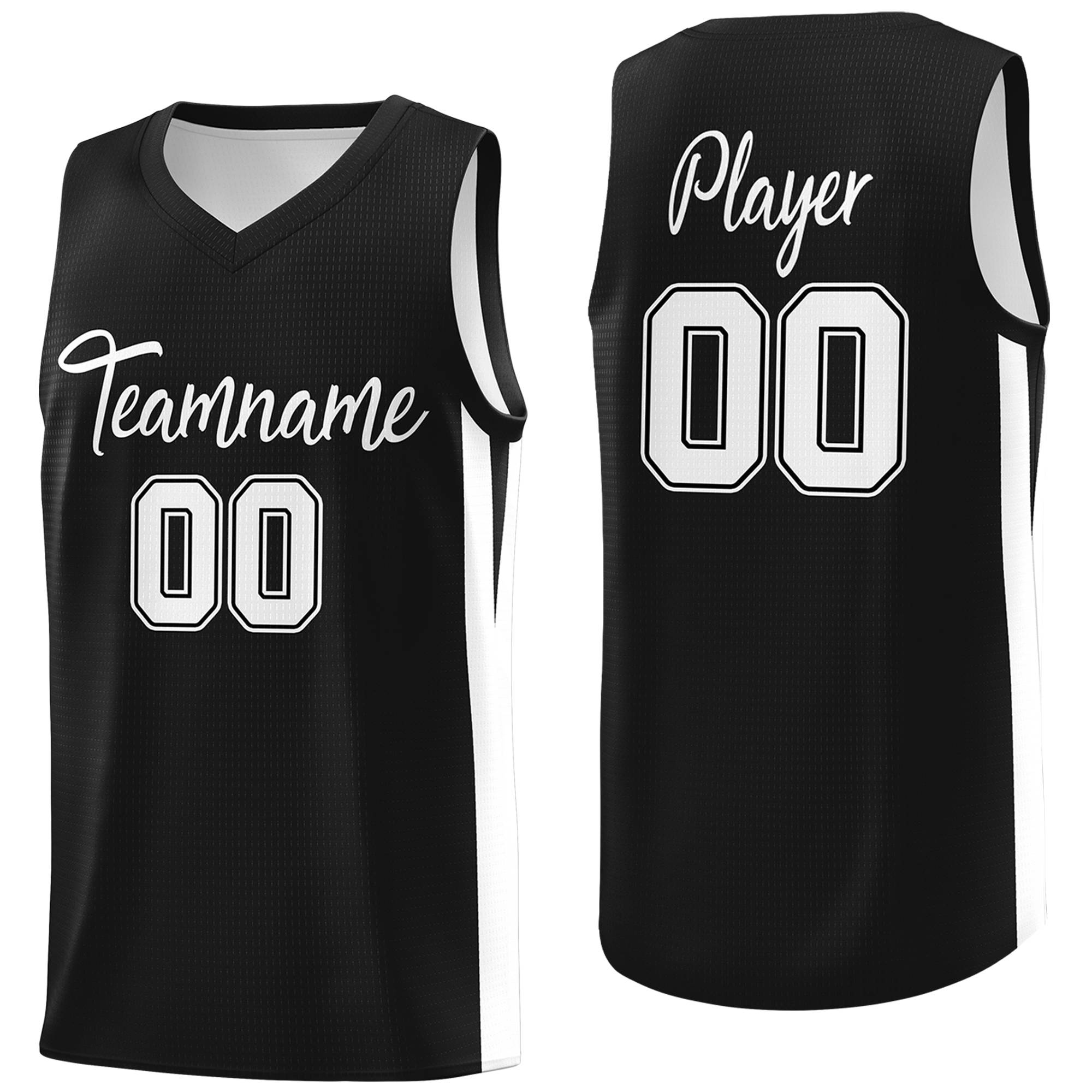 Maillot de basket-ball classique noir et blanc personnalisé