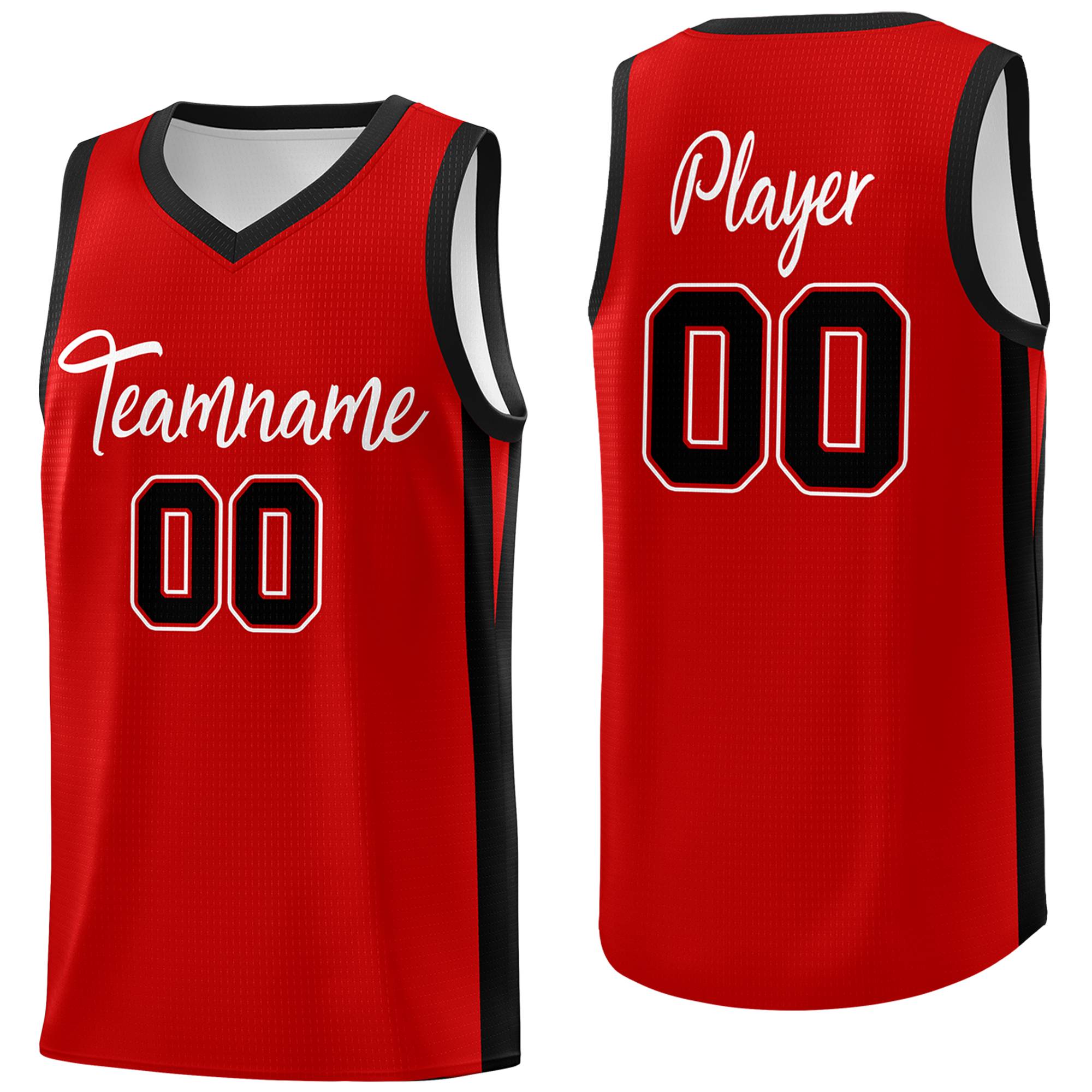 Custom Red White Classic Tops Mesh Sport Basketball Jersey