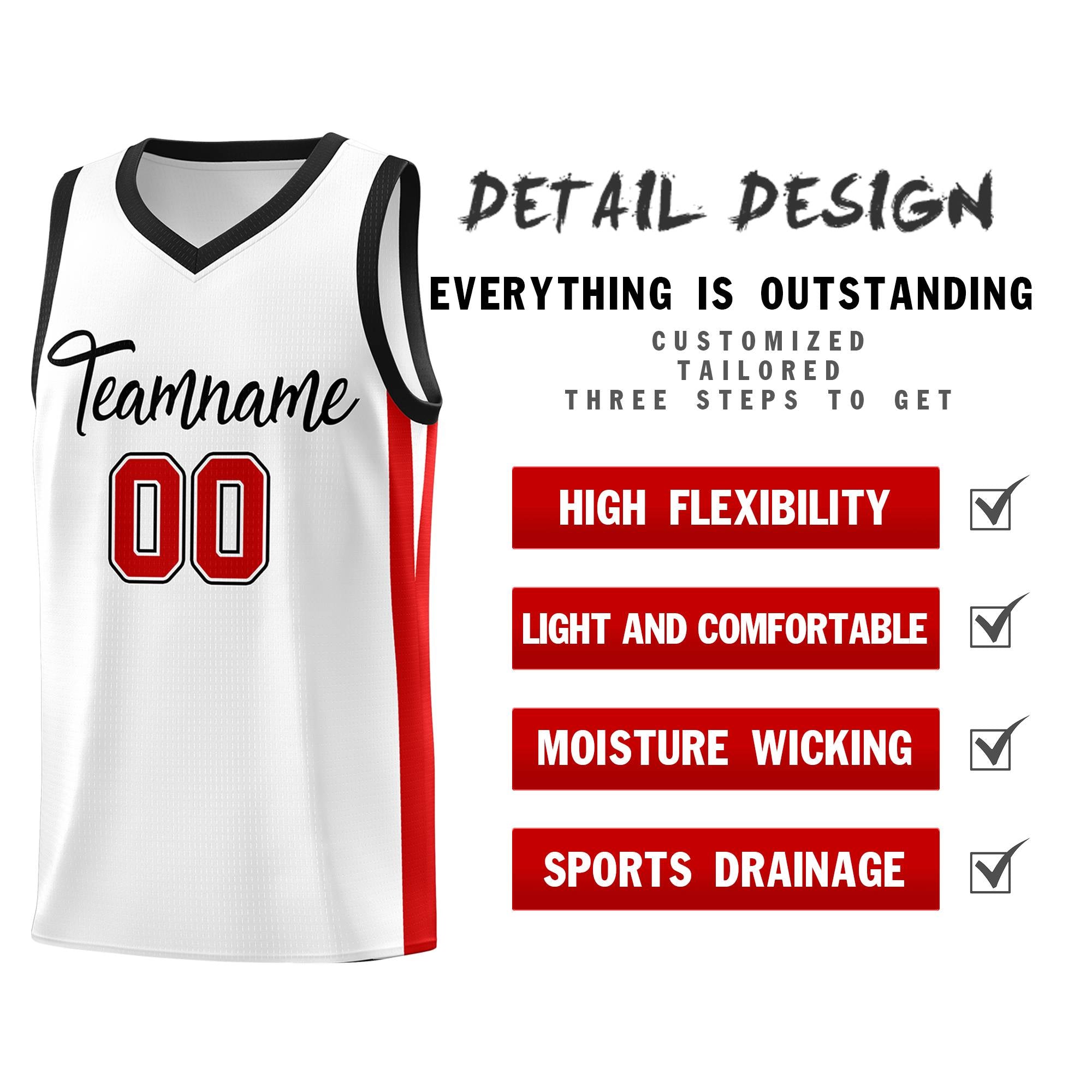 Custom White White Classic Tops Mesh Sport Basketball Jersey