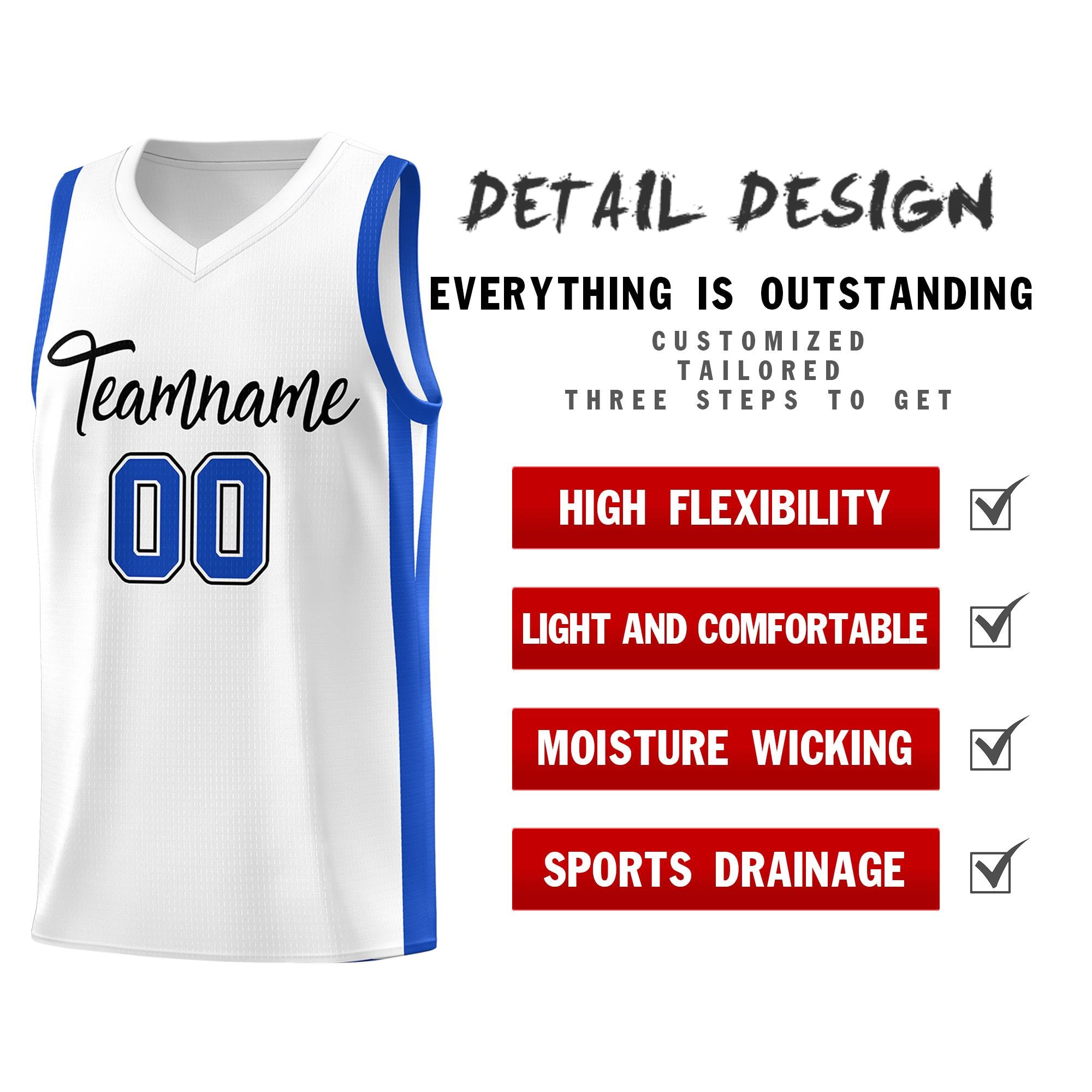 Custom White White Classic Tops Mesh Sport Basketball Jersey