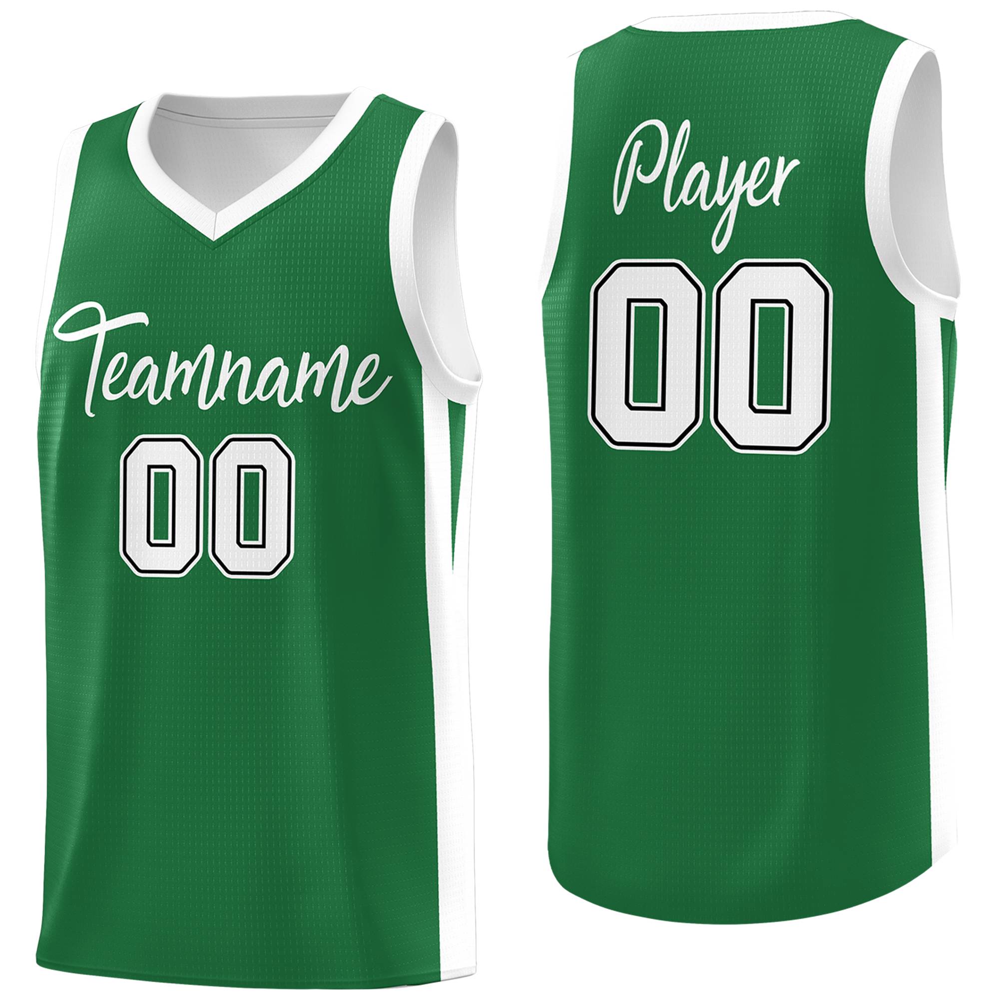 Maillot de basket-ball de sport en maille, haut classique blanc vert personnalisé