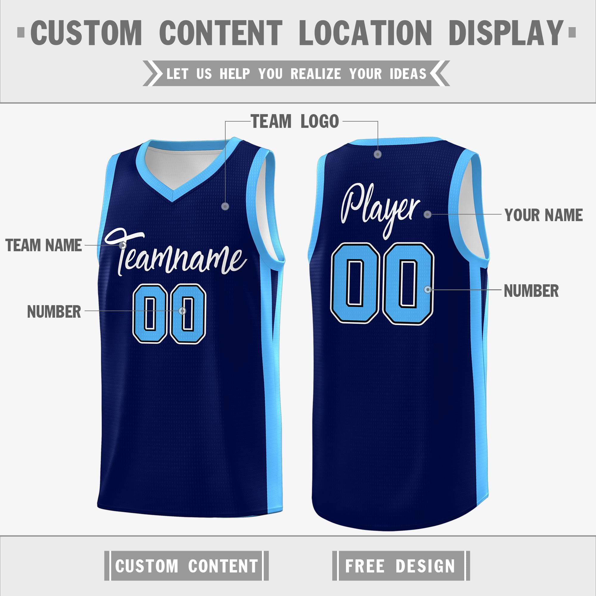 Custom Navy White Classic Tops Mesh Sport Basketball Jersey