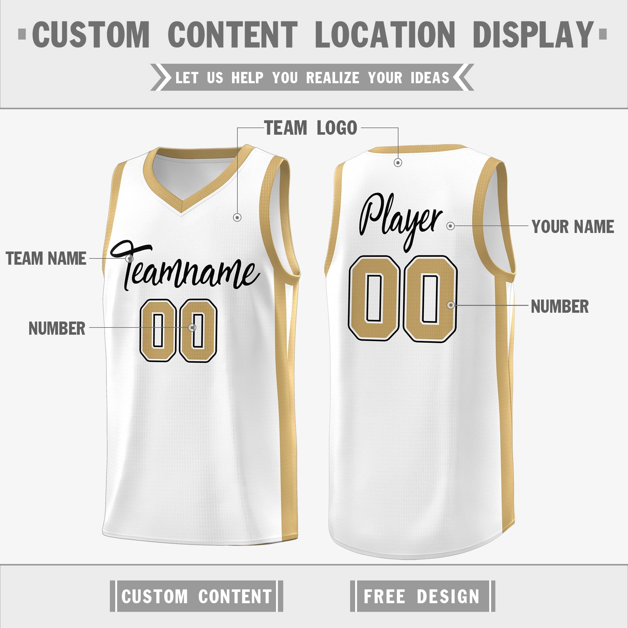 Custom White White Classic Tops Mesh Sport Basketball Jersey