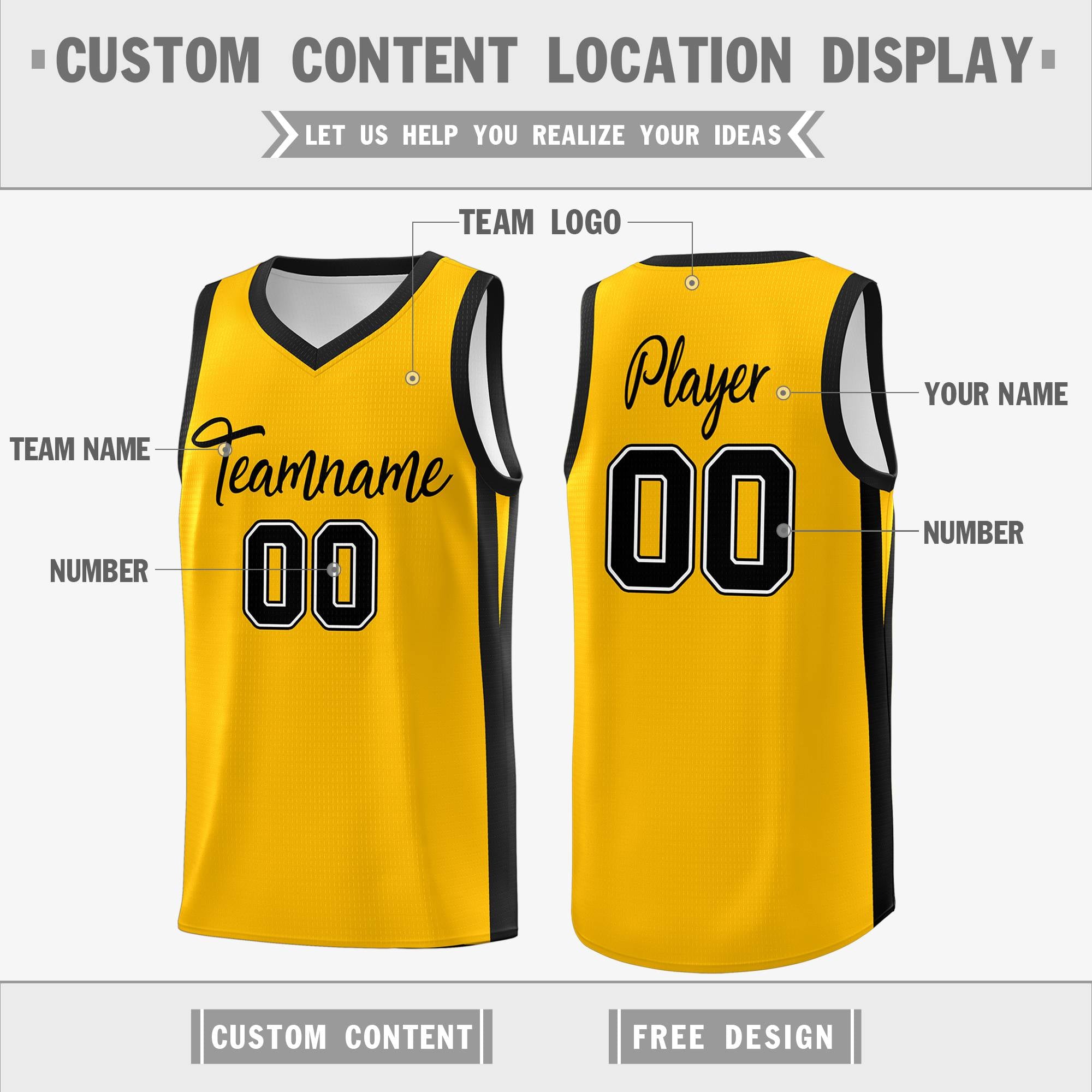 Custom Yellow White Classic Tops Mesh Sport Basketball Jersey