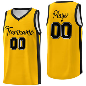 Maillot de basket-ball de sport en maille, haut classique jaune et blanc personnalisé