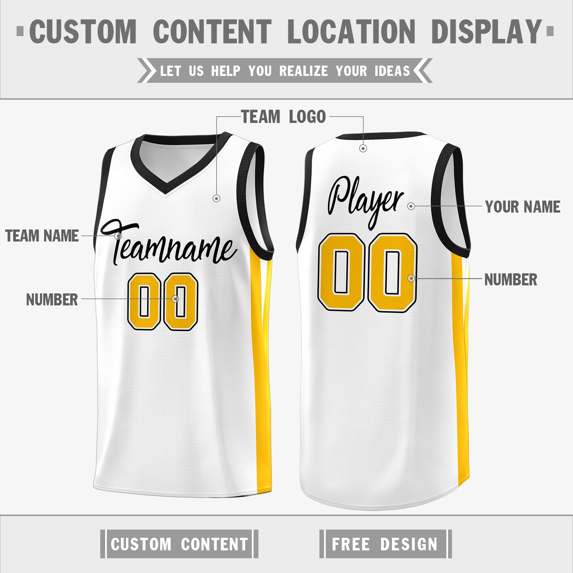 Custom White White Classic Tops Mesh Sport Basketball Jersey