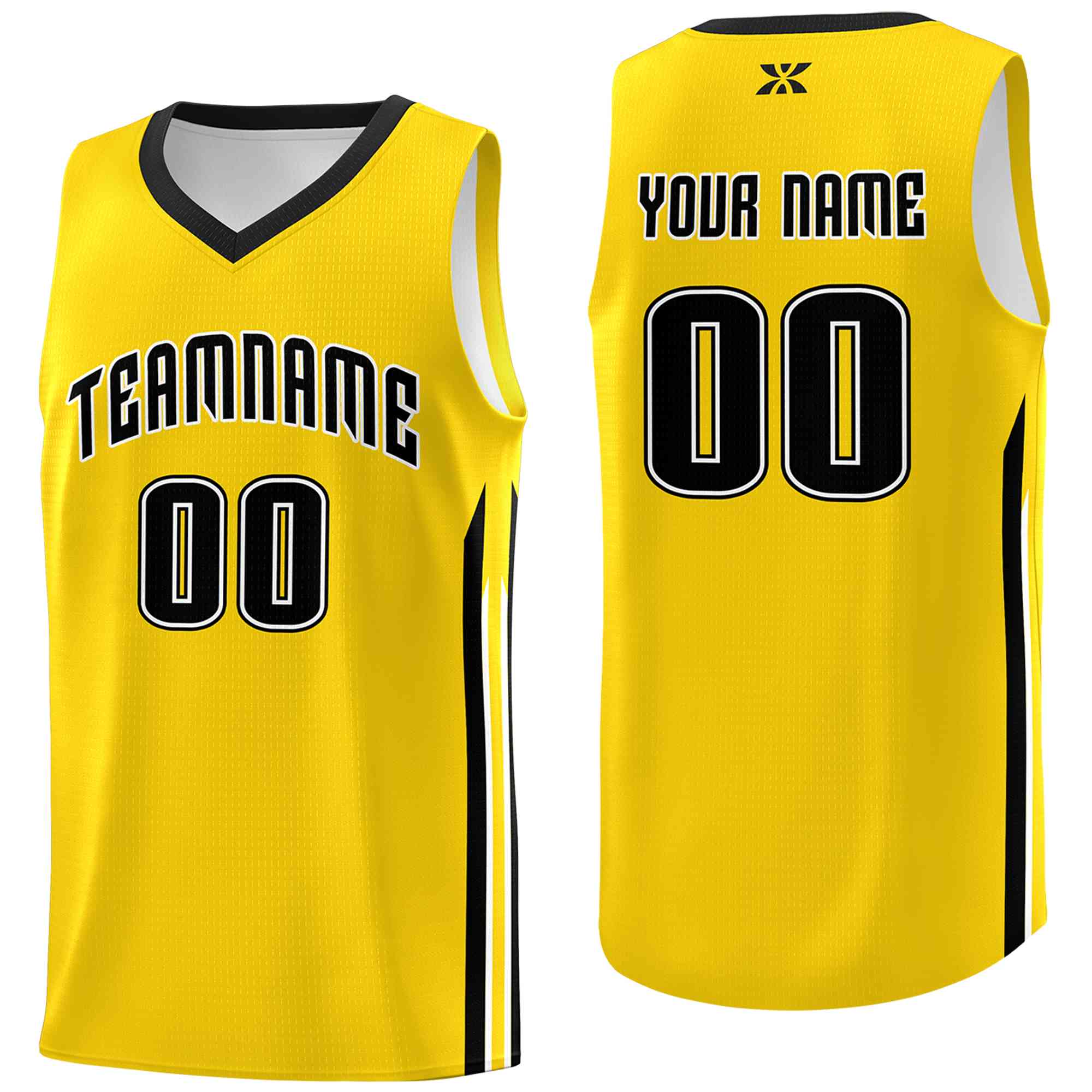 Maillot de basket-ball de sport en maille, personnalisé, jaune, noir, classique, personnalisé