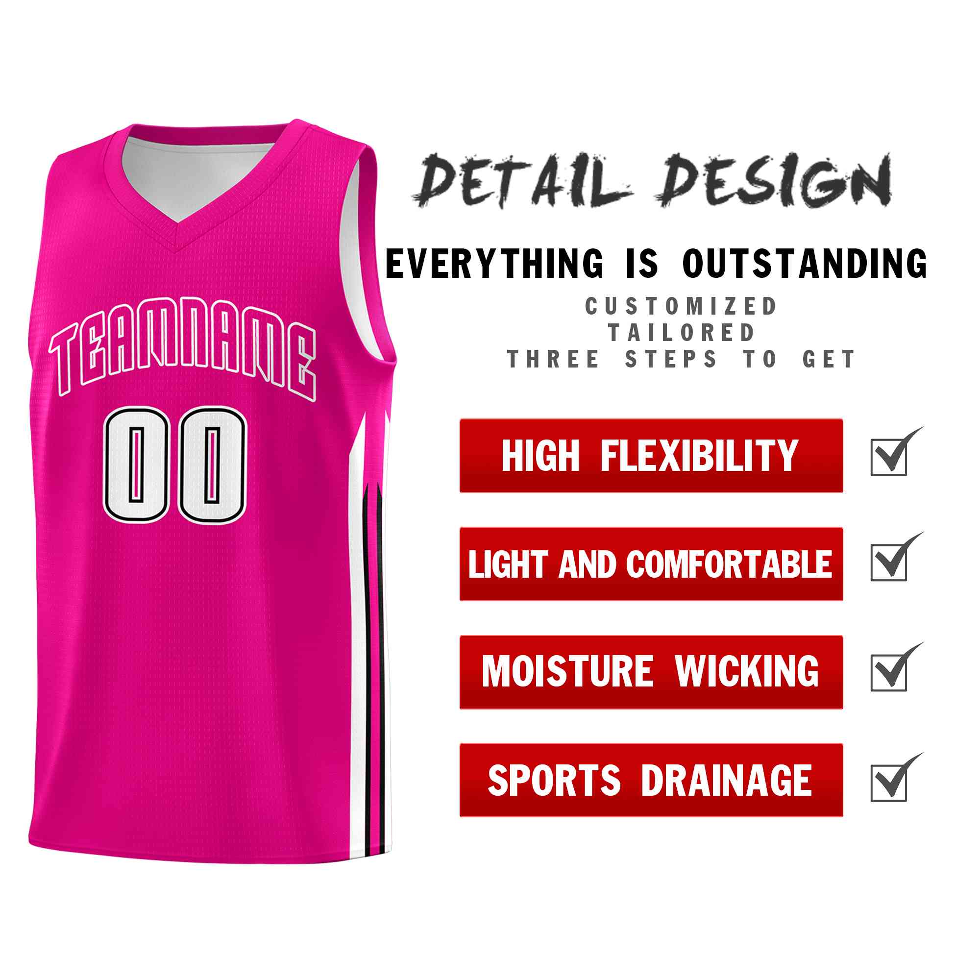 Custom Pink White-Classic Tops Mesh Sport Basketball Jersey