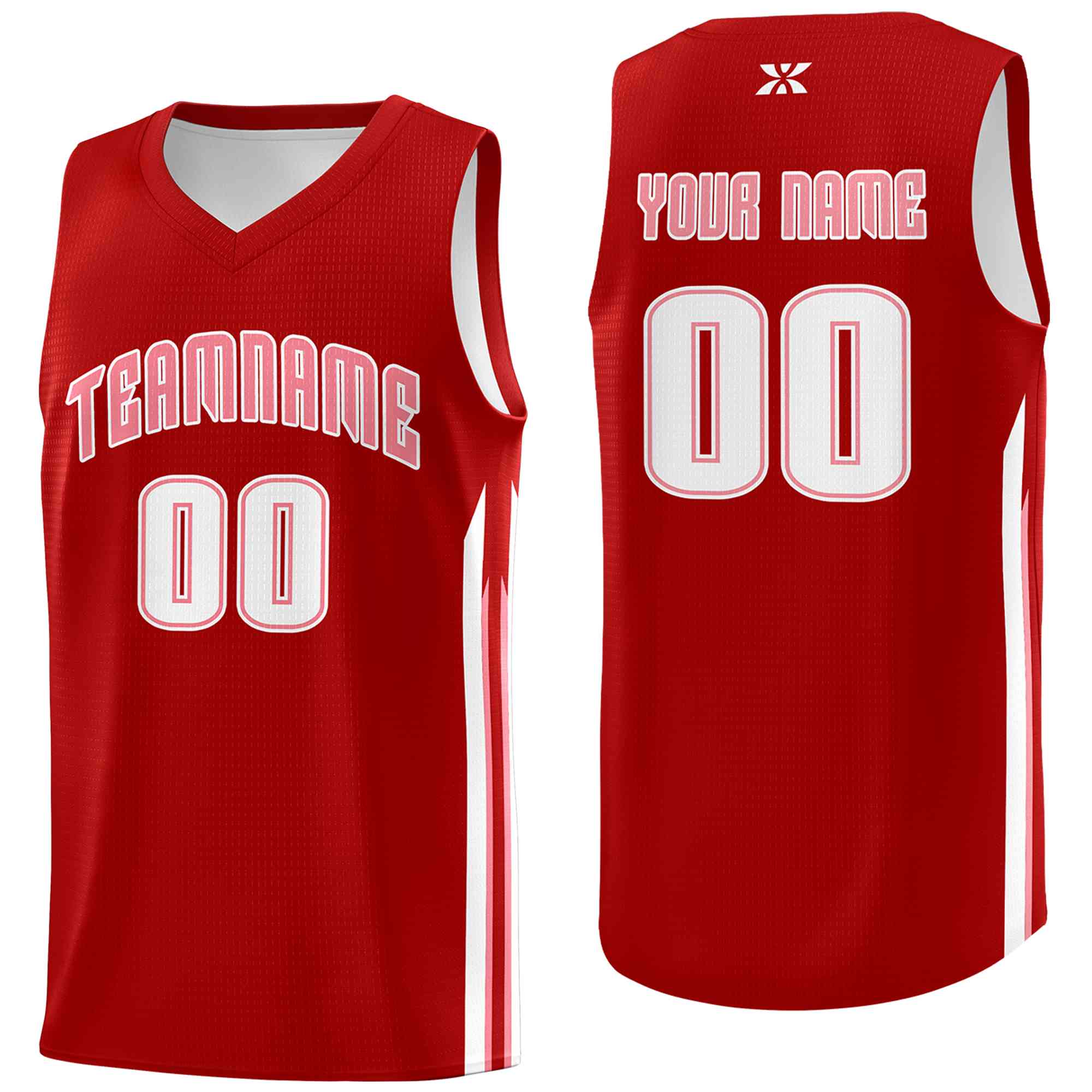 Custom Red Pink-Classic Tops Mesh Sport Basketball Jersey