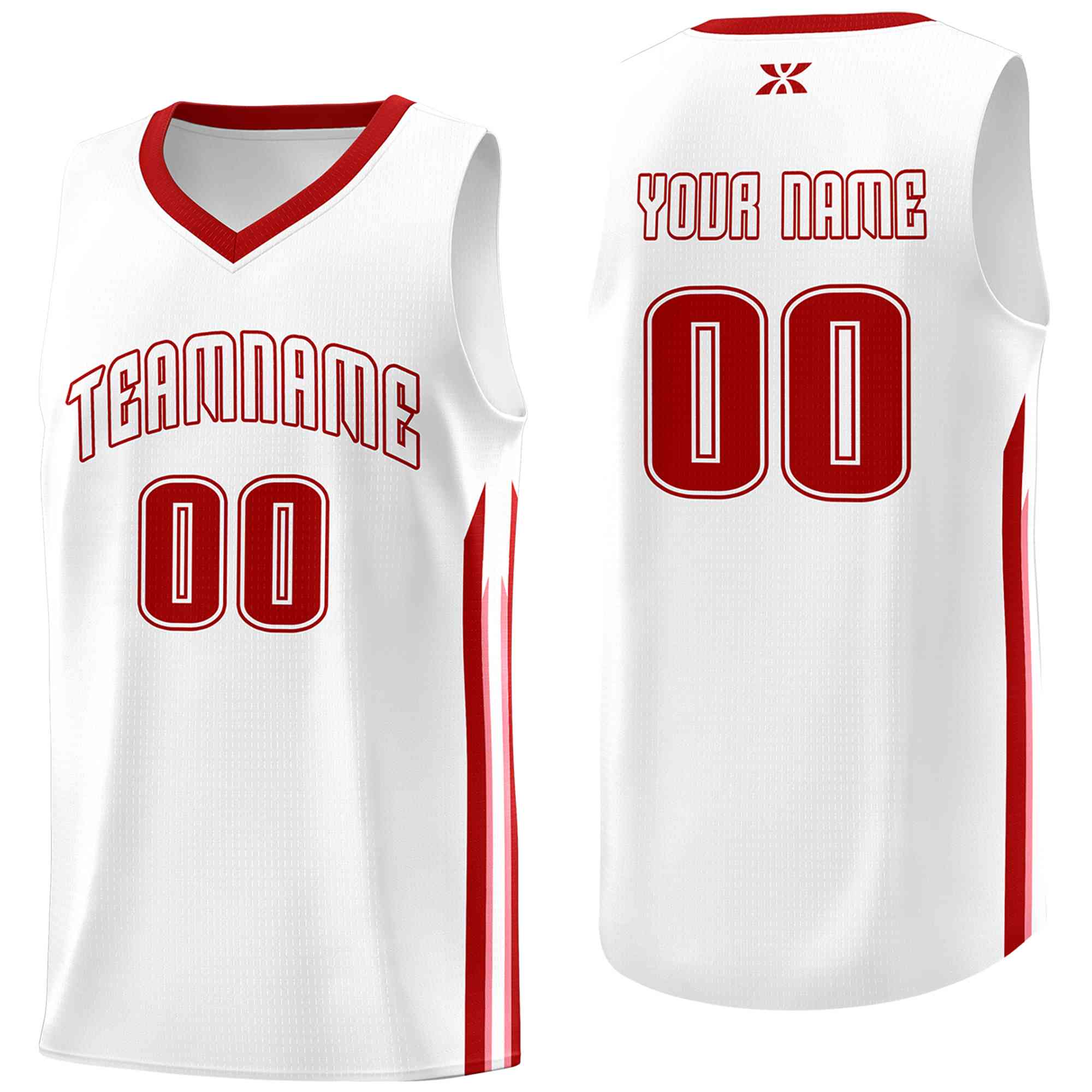 Custom White Red-Classic Tops Mesh Sport Basketball Jersey