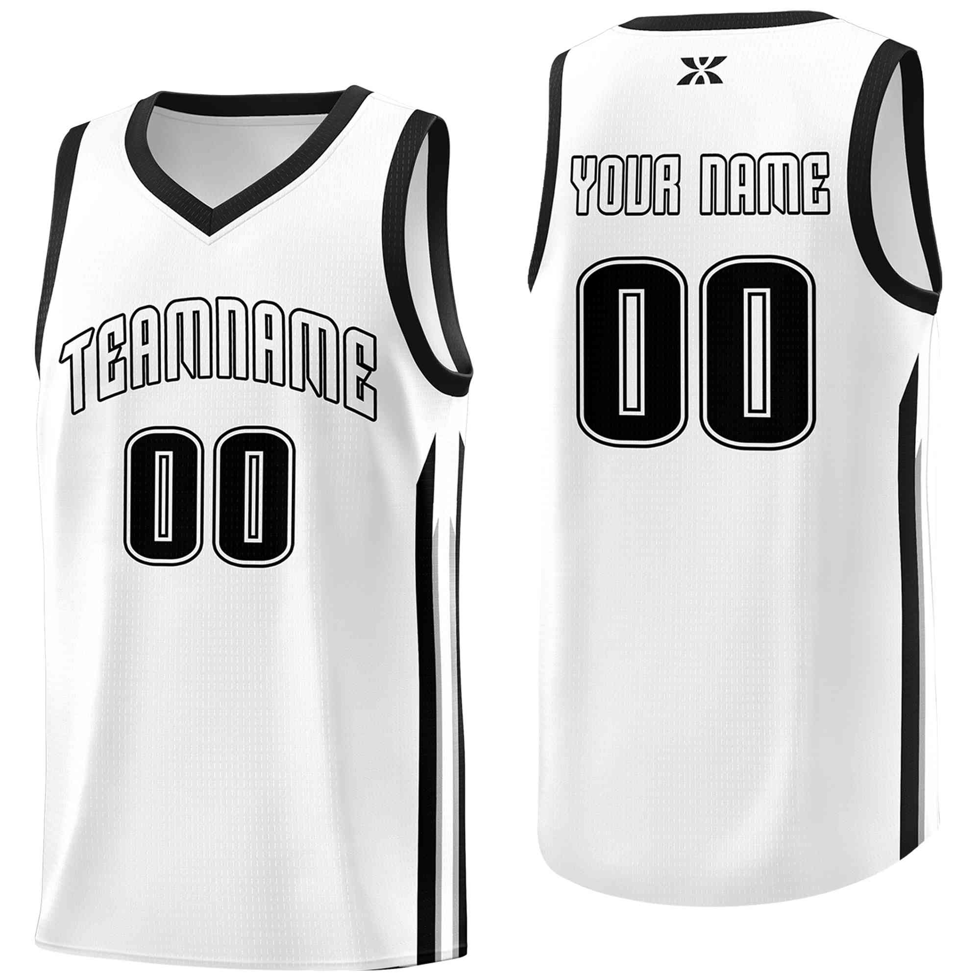 Maillot de basket-ball de sport en maille, blanc, noir, personnalisé, classique