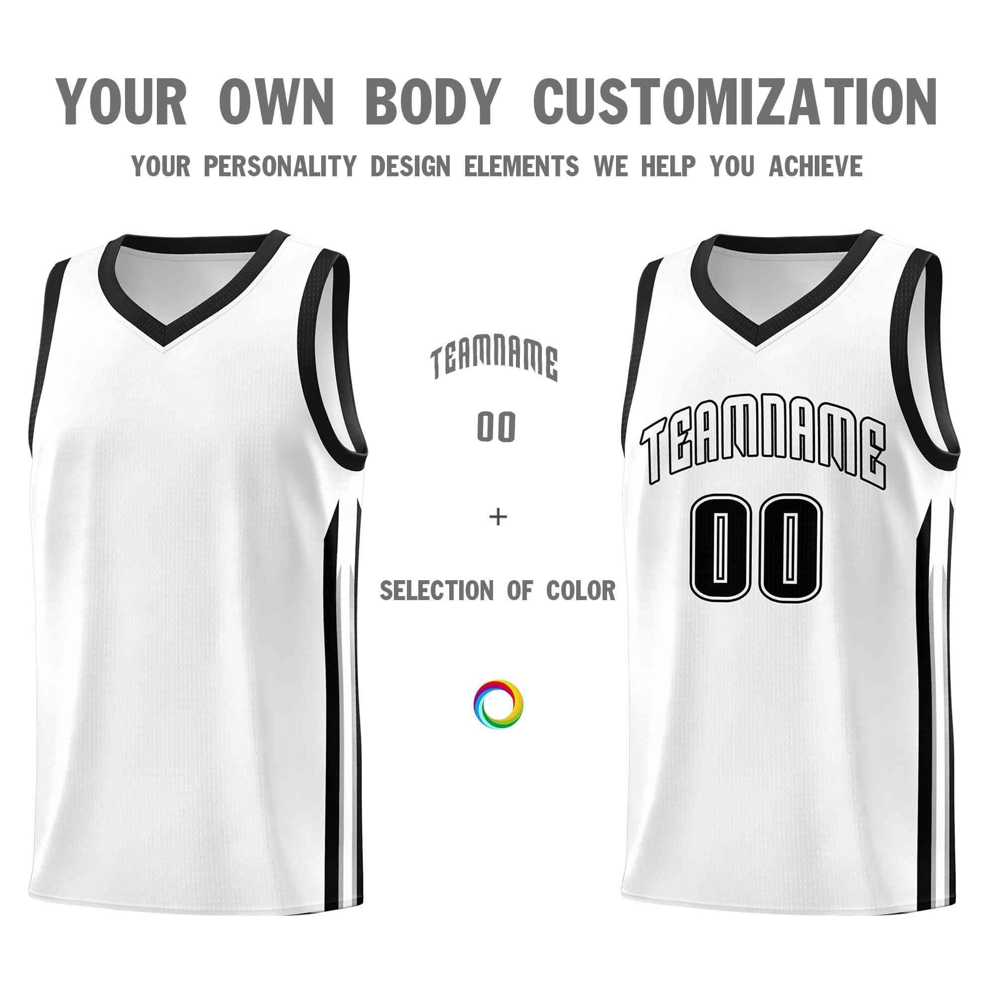 Custom White Black-Classic Tops Mesh Sport Basketball Jersey