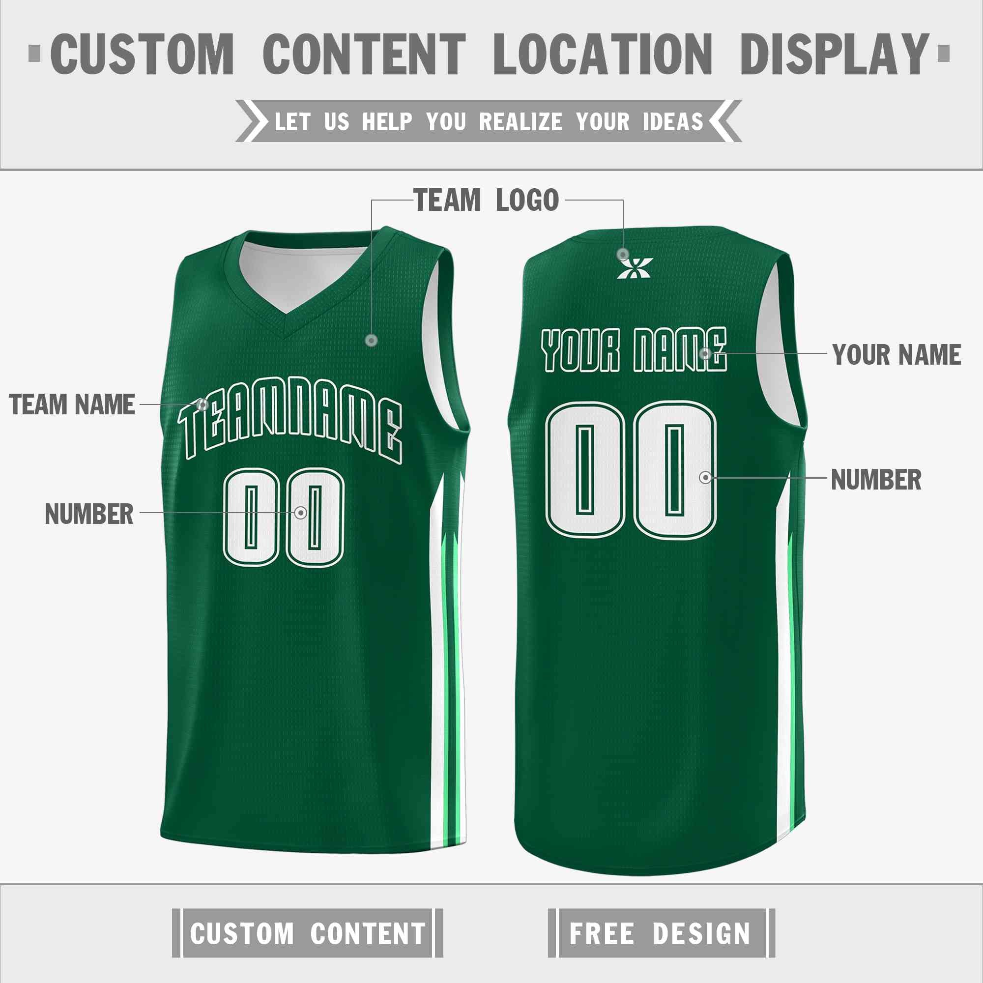 Custom Green White-Classic Tops Mesh Sport Basketball Jersey