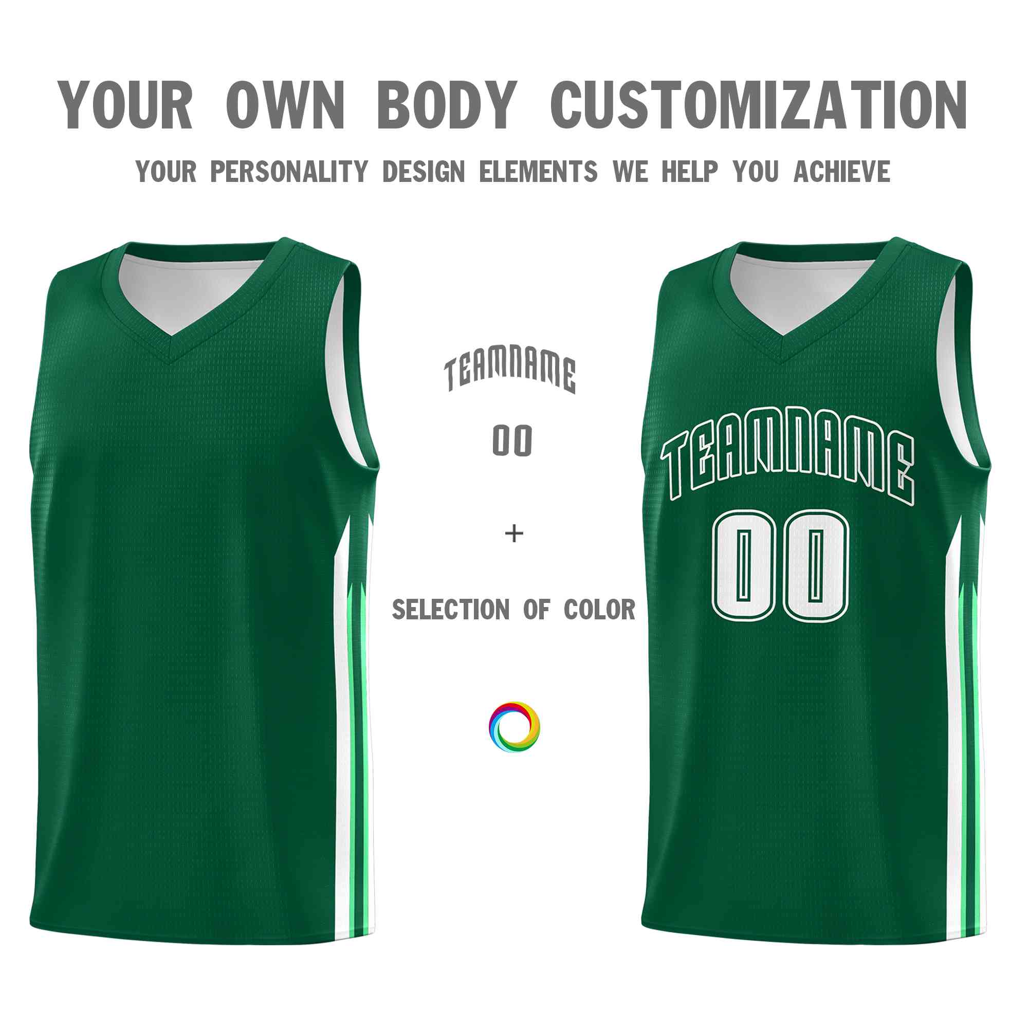 Custom Green White-Classic Tops Mesh Sport Basketball Jersey