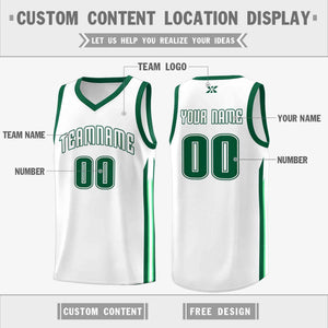 Custom White Green-Classic Tops Mesh Sport Basketball Jersey