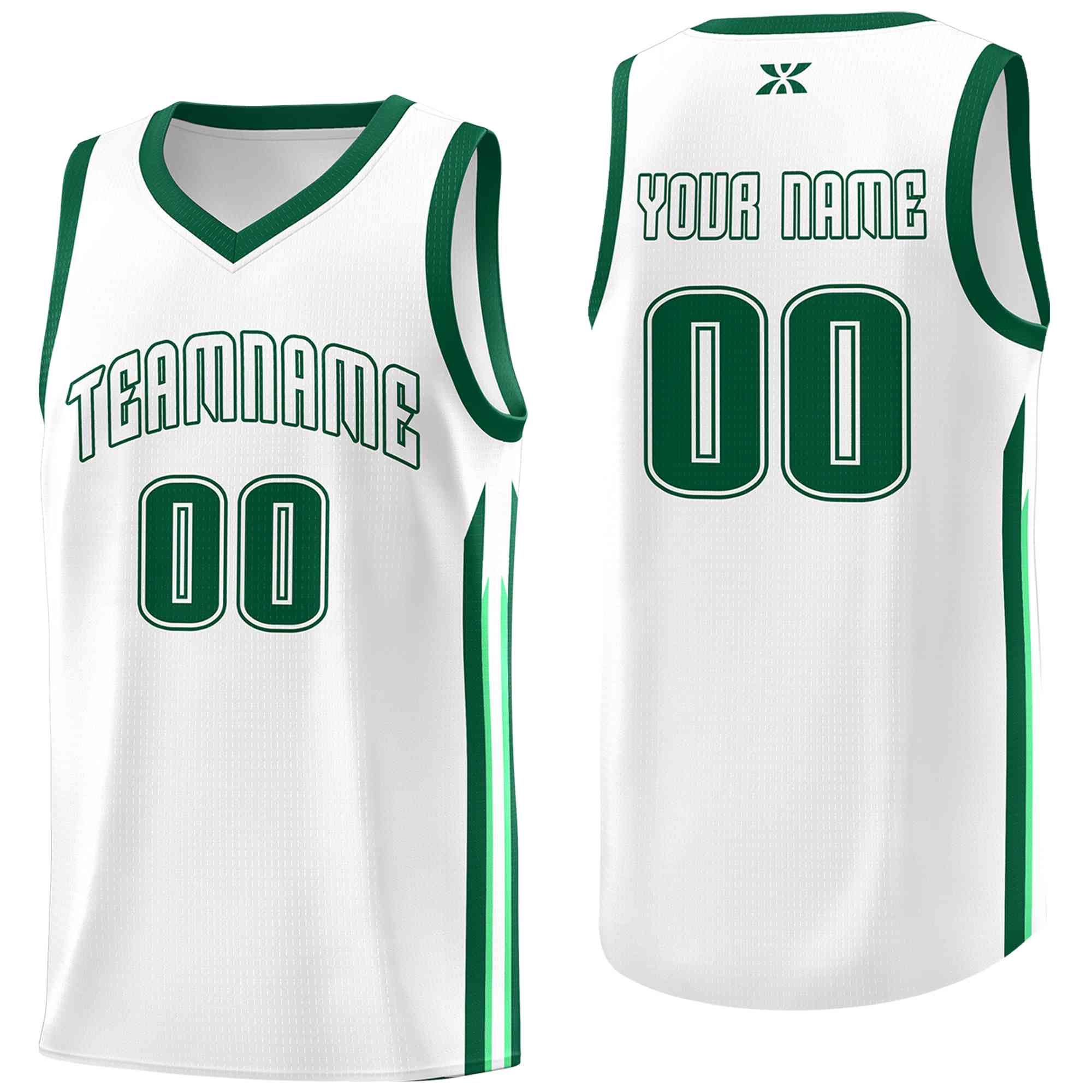 Custom White Green-Classic Tops Mesh Sport Basketball Jersey